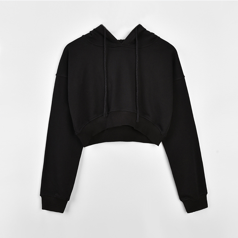 Solid Gray Hooded Crop Top Women's Sweatshirt Long Sleeve Lace Up Women Hoodies Sexy Autumn Fashion Female Clothes 201212