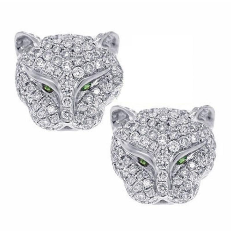 Stud 2021 Personalized Wild Full Diamond Zircon Leopard Head Ladies Temperament Street Style Earrings Jewelry Party Accessories, Golden;silver
Stud 2021 Personalized Wild Full Diamond Zircon Leopard Head Ladies Temperament Street Style Earrings Jewelry Party Accessories, Golden;silver