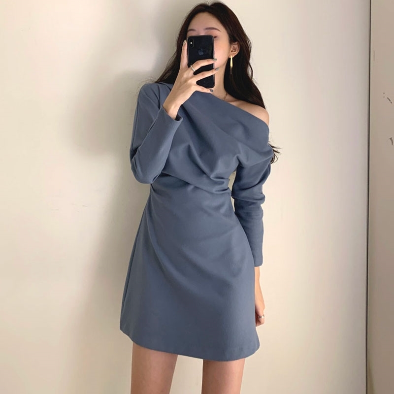 Korean Style Women Dress Solid Color Cotton Fashion Ladies Long Sleeve Summer and Spring Clothing 210615Z