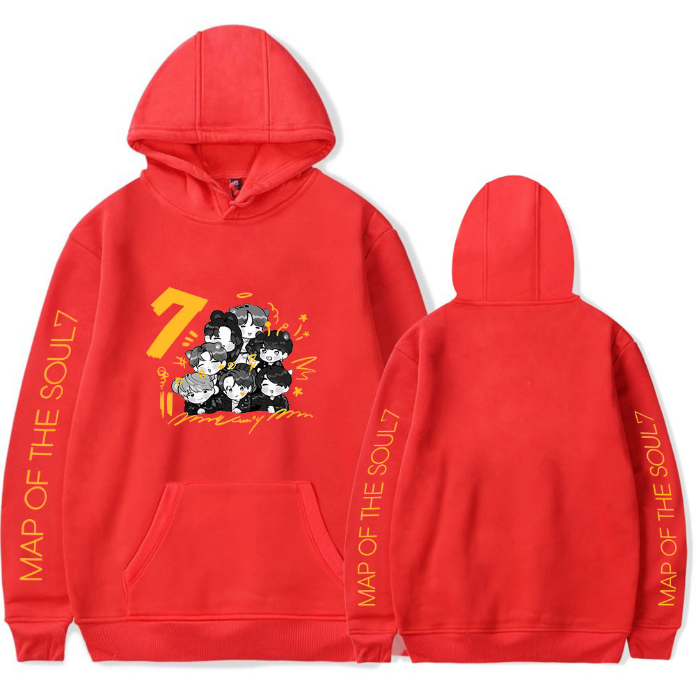 Kpop Cartoon Bangtan Boys Album Map of The Soul 7 WORLD TOUR Concert Hoodies Sweatshirt Men/Women Hoodies Kpop Harajuku hoodies 201102