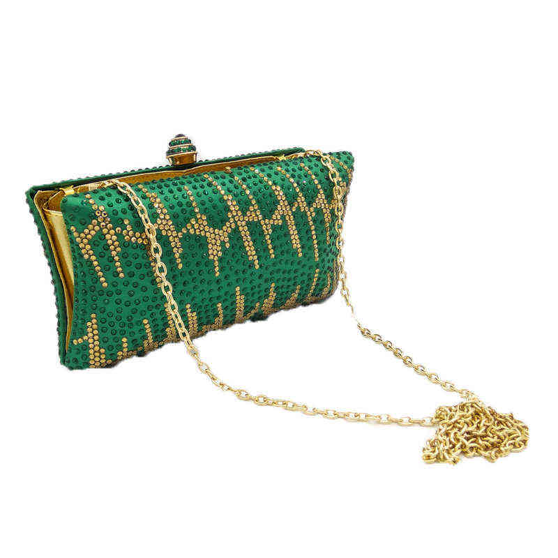 Boutique De FGG Emerald Green Women Crystal Evening Bags and Clutches Wedding Party Dinner Ladies purses and Handbags 211123