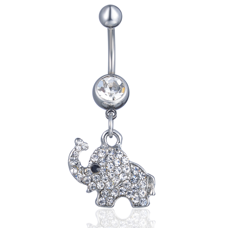 D0189 Clear Elephant Belly Navel Button Ring