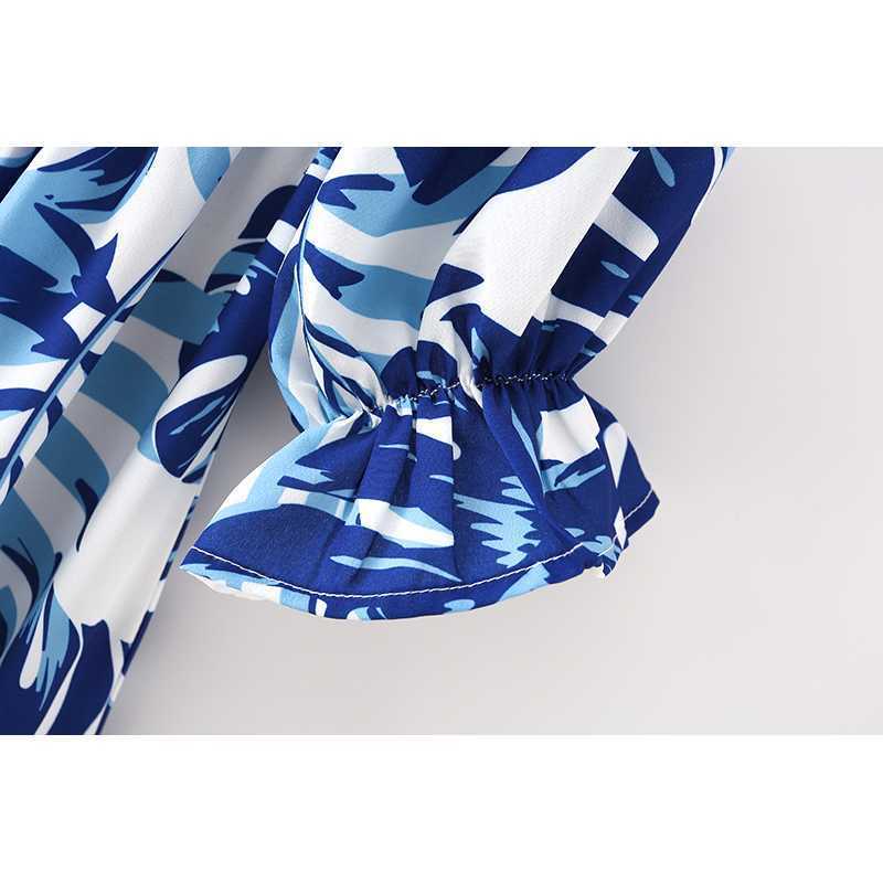 Summer Women Vintage Printed Dress Fashion Off Shoulder Sleeves Smocked Midi Boho Dresses Woman Robe 210709