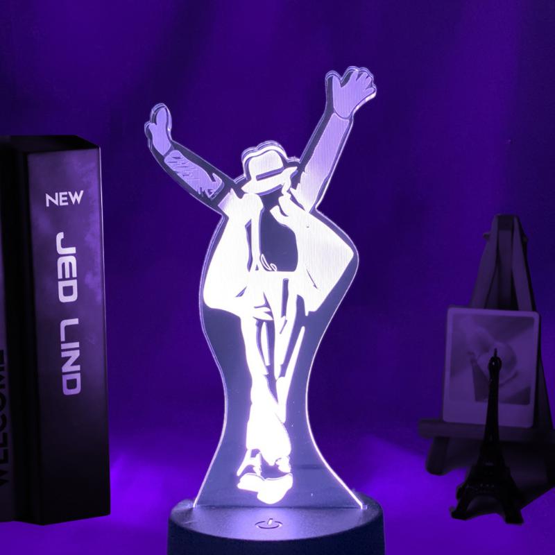 

Night Lights Michael Jackson Dancing Figure Led Light 3d Illusion Color Changing Nightlight For Home Decoration Bedside Table Lamp Gift