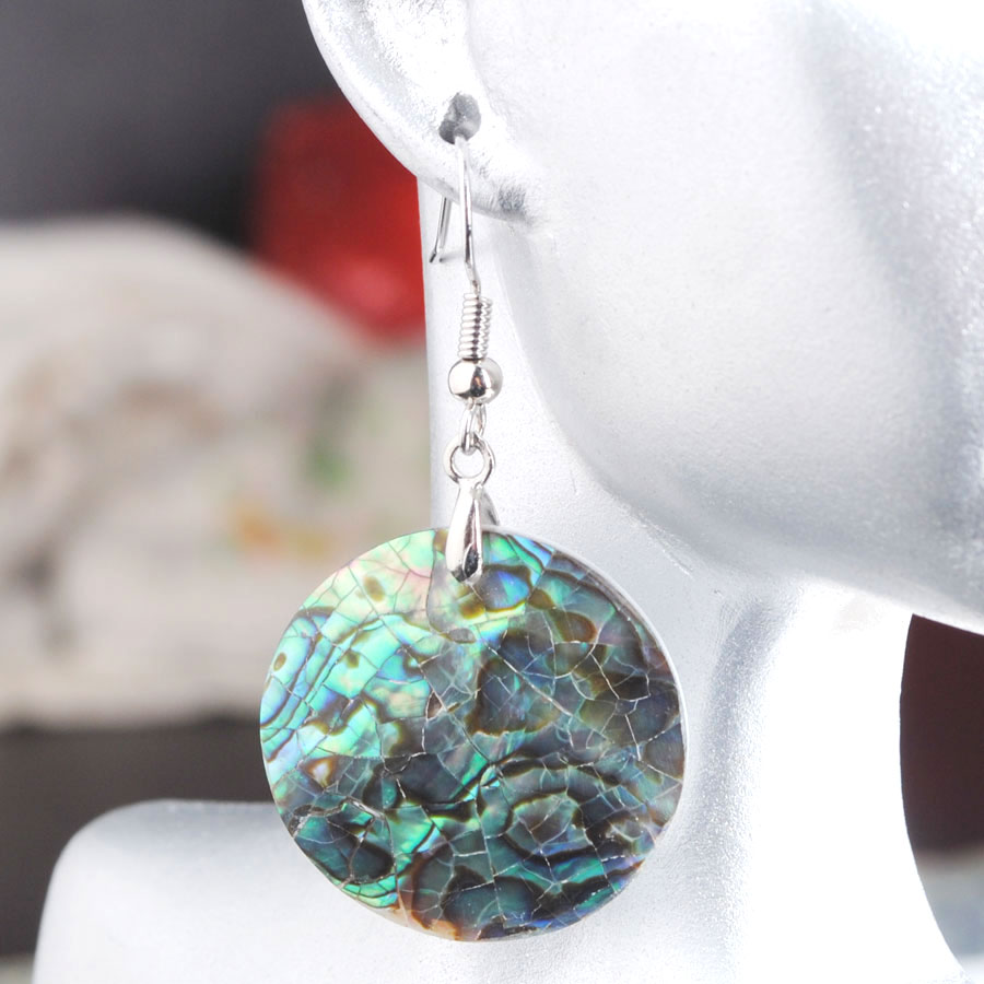 WOJIAER Natural Abalone Shell Dangle Earrings Flat Paua Shells Geometric Earring Jewelry Women Accessories Gifts BV901