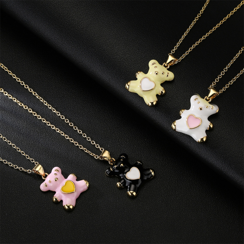 Cute Design Colorful Enameled Bear Pendant Necklace Real Gold Plated Copper Jewelry for Woman
Cute Design Colorful Enameled Bear Pendant Necklace Real Gold Plated Copper Jewelry for Woman