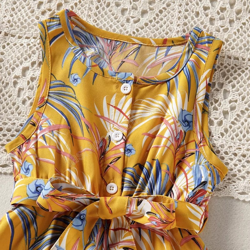 Baby girl floral bow vest Jumpsuit children One Piece Outfit Summer Clothes body suit