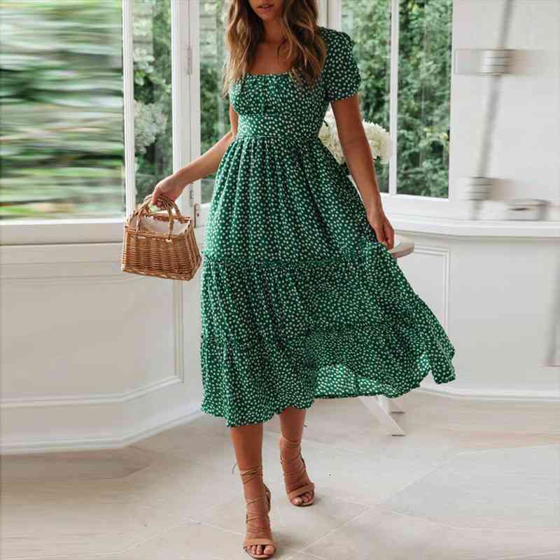 Summer Vintage Puff Sleeve Beach Dress Ladies Elegant Sweet Square Collar Floral Print Long Dress Ladies Slim Holiday Sundress, Black;gray
Summer Vintage Puff Sleeve Beach Dress Ladies Elegant Sweet Square Collar Floral Print Long Dress Ladies Slim Holiday Sundress, Black;gray