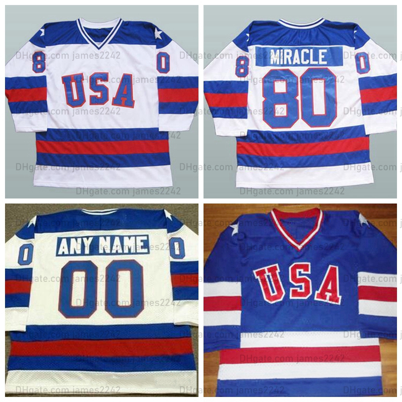 Custom 1980 Miracle On Ice Hockey Jersey Team USA 28 John Harrington 15 Mark Wells 24 Rob McClanahan 21 Mike Eruzione Men' Stitched White Blue
Custom 1980 Miracle On Ice Hockey Jersey Team USA 28 John Harrington 15 Mark Wells 24 Rob McClanahan 21 Mike Eruzione Men' Stitched White Blue