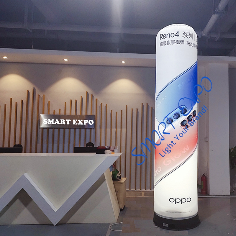 Inflatable LED Pillar Dia0.8*H2.5m for Promotion Event with Illuminated Base Blower Custom Logo Printing