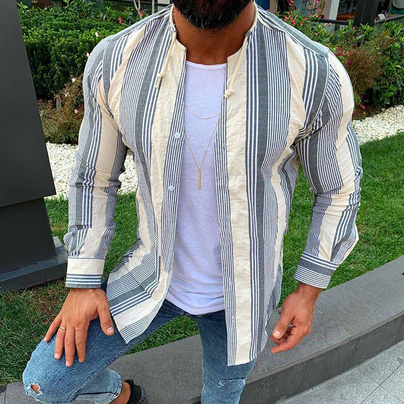 2021 Occasional Men's Prints Shirts Social Stripes Loose Cordon Button Autumn Long Shirt Cardigan Masculine Torno No Neck Top 86bi, Yellow
2021 Occasional Men's Prints Shirts Social Stripes Loose Cordon Button Autumn Long Shirt Cardigan Masculine Torno No Neck Top 86bi, Yellow