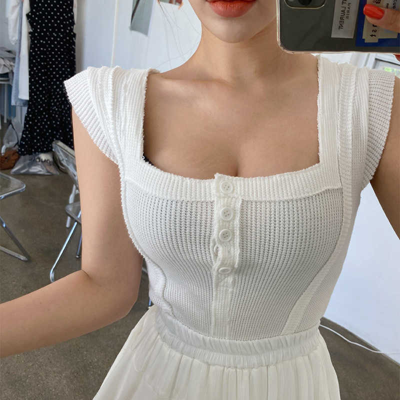 WOMENGAGA Korea Spring/Summer Sleeveless Knitted Slim Short Thin U-neck Tank Tops Vest Sexy Women 6K5D 210603, White
WOMENGAGA Korea Spring/Summer Sleeveless Knitted Slim Short Thin U-neck Tank Tops Vest Sexy Women 6K5D 210603, White