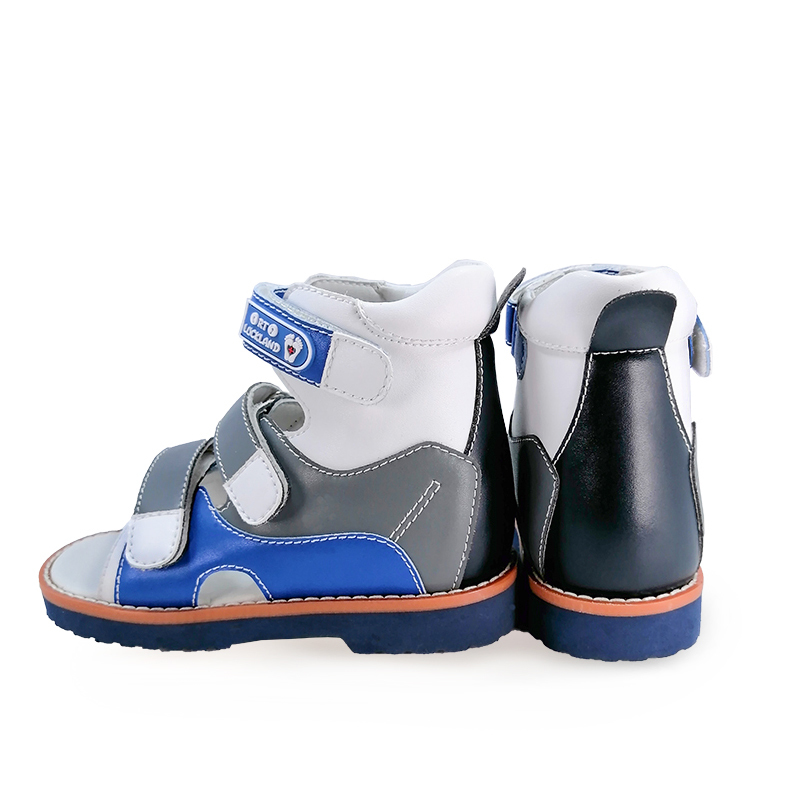 Children Boys Action Leather Sandals Orthopedic Shoes For Kids Girls Arch Support Hook Loop Strap Flatfeet X / O Leg Footwear 210306