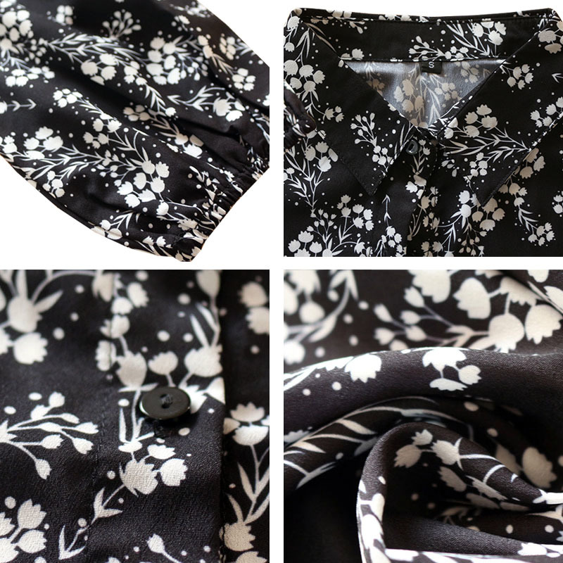 Women Maxi Dress Vintage Floral Print Chiffon Boho Long Dress Turn Down Collar Casual Elegant Shirt Dresses Robe Femme Vestidos 210303
