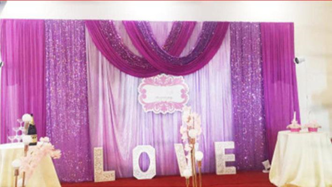 Party wedding decortions Sparkly 3Mx6M Wedding Backdrop curtains with Silver Purple Sequins swag Celebration Stage Performance Background props