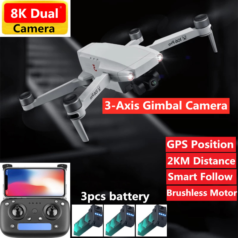 Professional Drone With 8K GPS 5G 3-Axis Gimbal Dual Camera GPS Postion Smart Follow 2KM RC Quadcopter VS SG906 GD91 Pro FX-9P, 8k black 1battery
Professional Drone With 8K GPS 5G 3-Axis Gimbal Dual Camera GPS Postion Smart Follow 2KM RC Quadcopter VS SG906 GD91 Pro FX-9P, 8k black 1battery