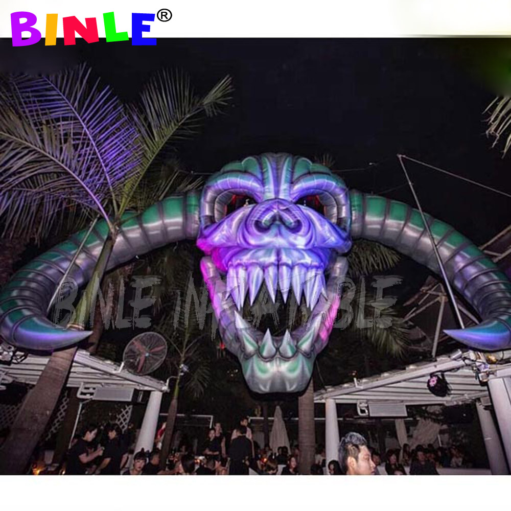 sale giant horror bending inflatable halloween skull hanging head skeleton for party decoration