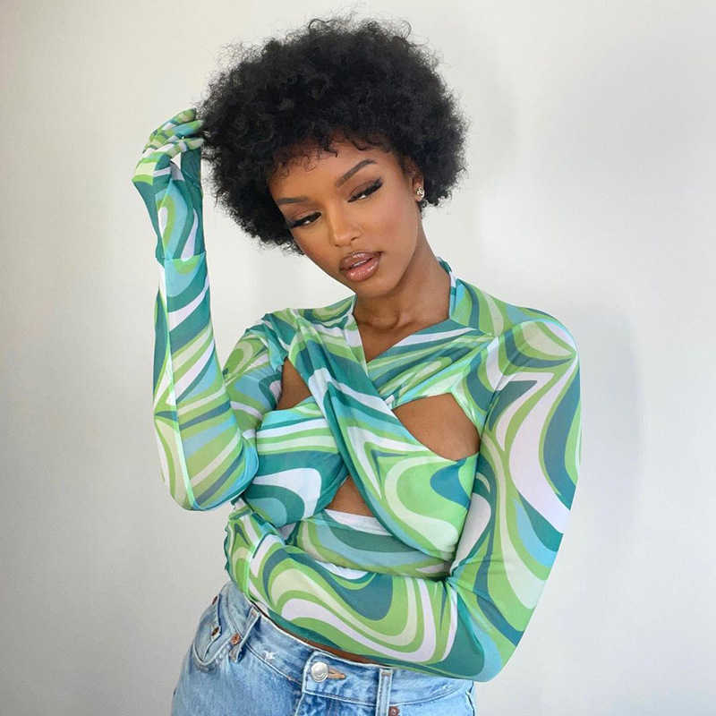 Fashion Women Floral Print Long Sleeve O Neck Front Hollow Out Crop Top Sexy Femmal Slim Mesh T Shirt Streetwear Summer 210604, Green
Fashion Women Floral Print Long Sleeve O Neck Front Hollow Out Crop Top Sexy Femmal Slim Mesh T Shirt Streetwear Summer 210604, Green