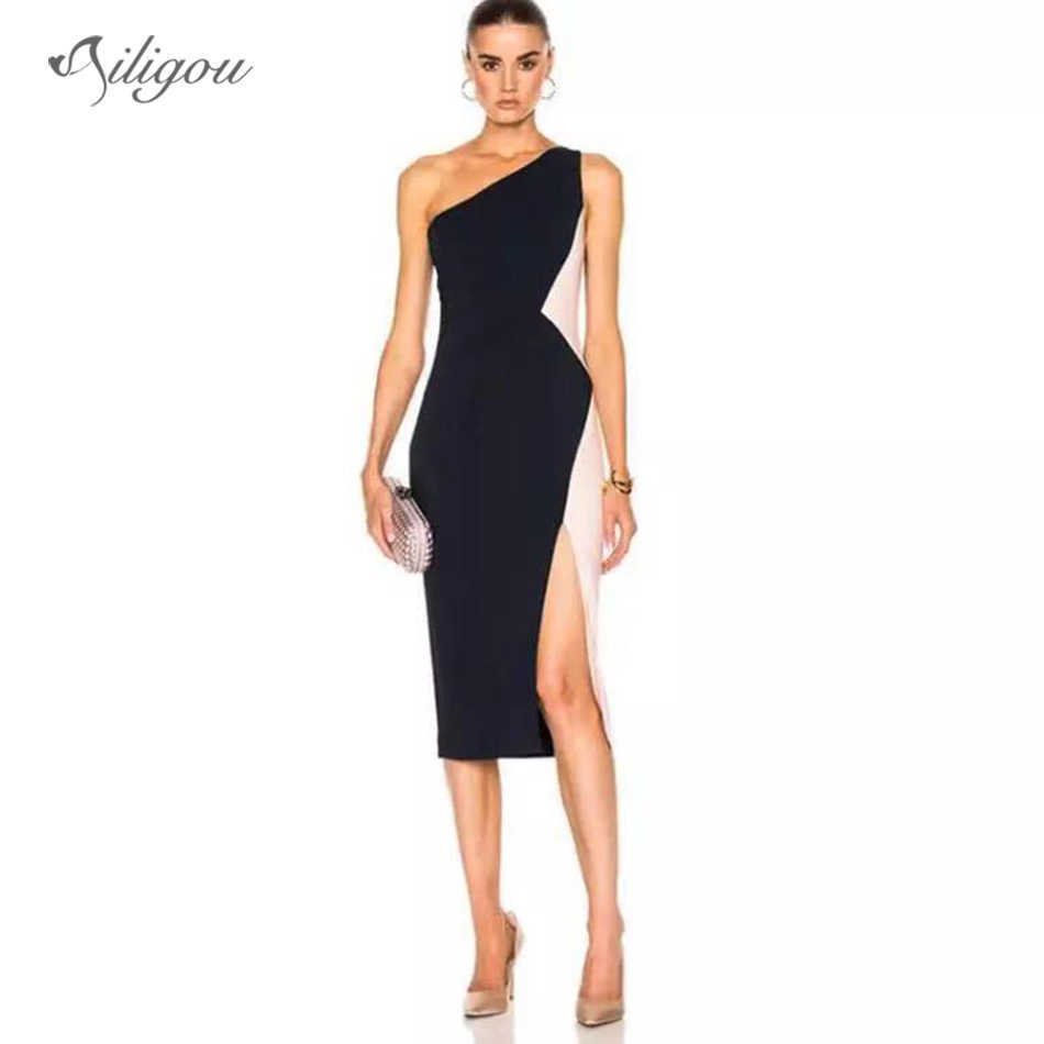 Women' Stitching Bandage Dress Celebrity Party Sexy Bodycon One Shoulder Sleeveless Split Vestidos 210527, Black apricot
Women' Stitching Bandage Dress Celebrity Party Sexy Bodycon One Shoulder Sleeveless Split Vestidos 210527, Black apricot