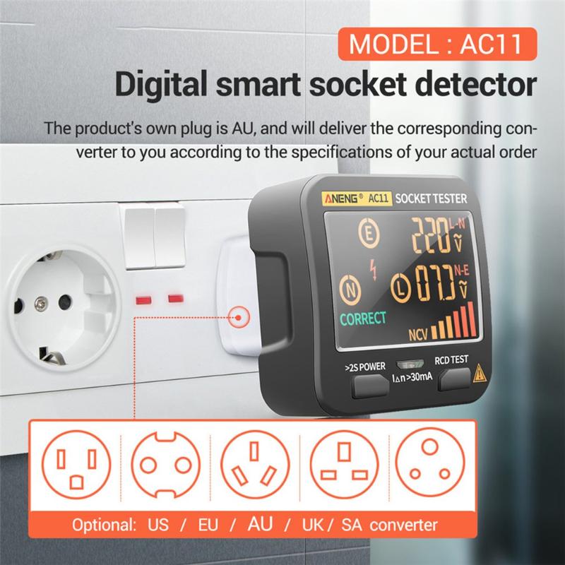 Smart Power Plugs AC11 Socket Tester Pro Voltage Test Detector UK EU Plug Ground Zero Line Polarity Phase Check
Smart Power Plugs AC11 Socket Tester Pro Voltage Test Detector UK EU Plug Ground Zero Line Polarity Phase Check