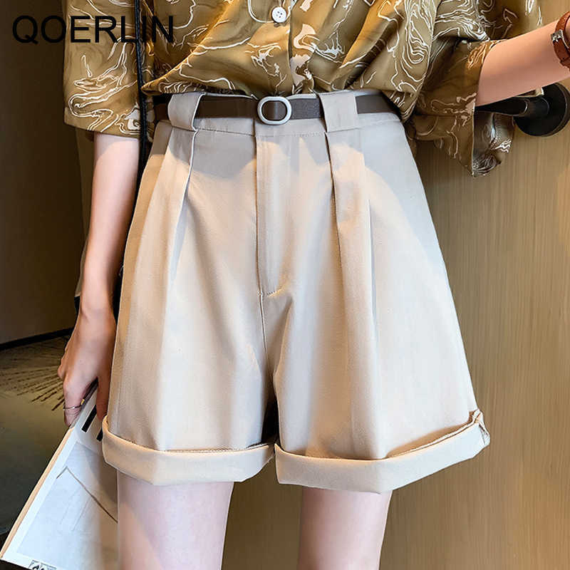 High Waist Wide Leg Shorts Women Summer Korean Black Loose A-line Cargo Girl Streetwear Casual Overalls 210601