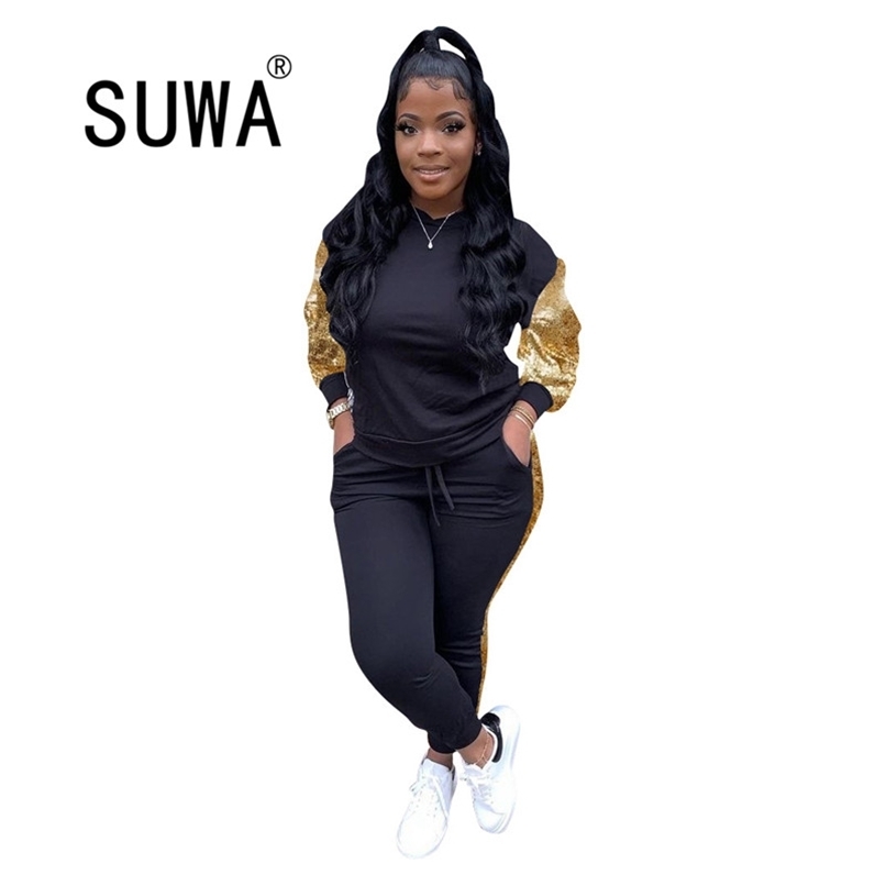 Striped Sequins Patchwork Cool Girl Two Piece Pants Set Women Workout Clothes Long Sleeve Sweatshirt Vintage Trousers Wholesale 210525, Gold
Striped Sequins Patchwork Cool Girl Two Piece Pants Set Women Workout Clothes Long Sleeve Sweatshirt Vintage Trousers Wholesale 210525, Gold
