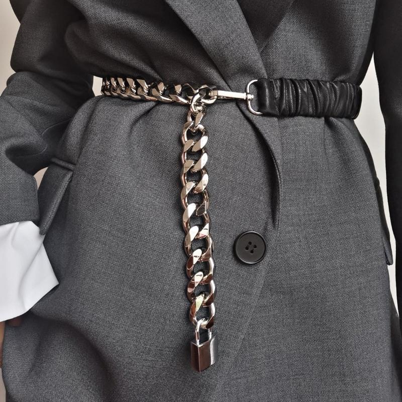 Elastic silver chain belt ladies stretch belts for women lock metal long cummerbunds easy ceinture femme fashion coat waistband, Black
Elastic silver chain belt ladies stretch belts for women lock metal long cummerbunds easy ceinture femme fashion coat waistband, Black