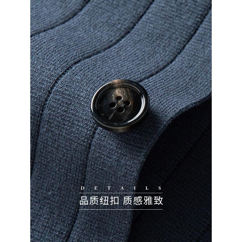 Men's Jackets Sweater Jacket Men Suit Collar Knitted Cardigan Spring Leisure Solid Color Stripe Jacquard Trend Coat Streetwear