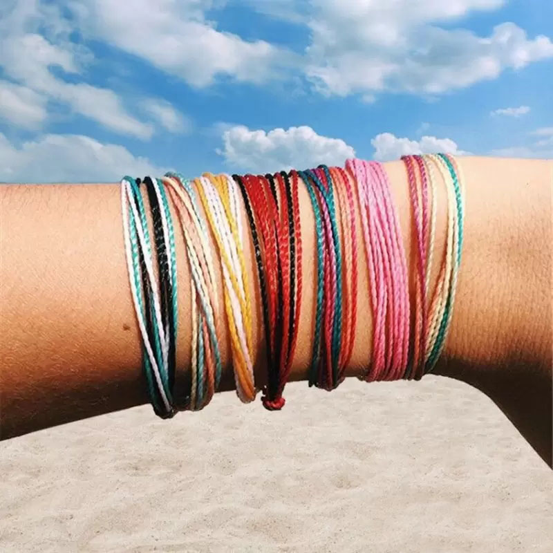 Handmade Wax Thread Woved Bracelets for Women Multilayer Woven Friendship Bracelet String Bracelets Multicolour Adjustable Rope Hand Chain Bangle