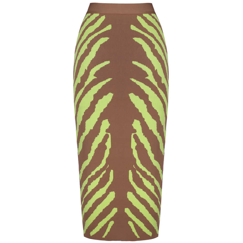 Ocstrade Arrival Fashion Long Bandage Skirt Women Lime Zebra Print Bodycon Midi Club Party 210619