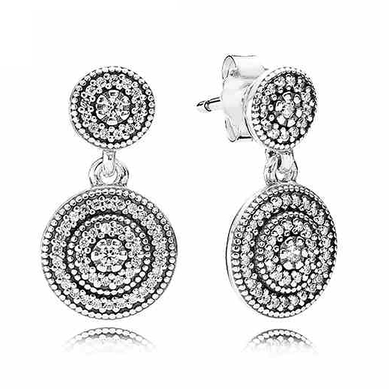 Fashion Stud Earrings 925 Sterling Silver Rose Droplets Heart Circles Radiant Elegance Enchanted Crown For Women Jewelry Gift