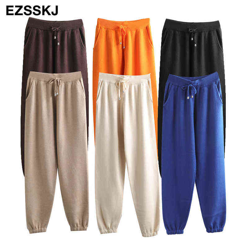 Tracksuit Women Elastic Waist Drawstring Trousers Thick Track warm sweater Pants Autumn Winter Sport swear Women'S 211115