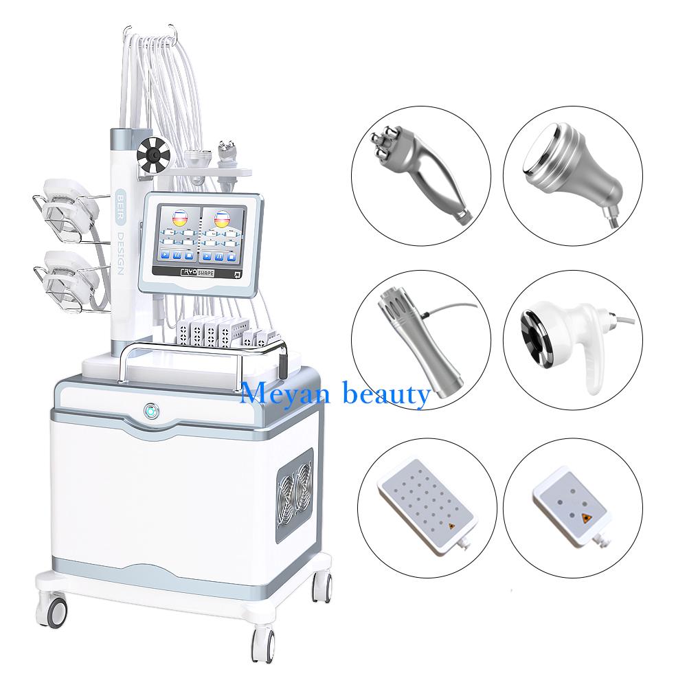 Multifunctional 4 cryotherapy +2 RF+1 Cavitation+6 Lipolaser Paddles Fat Freezing shockwave Machine