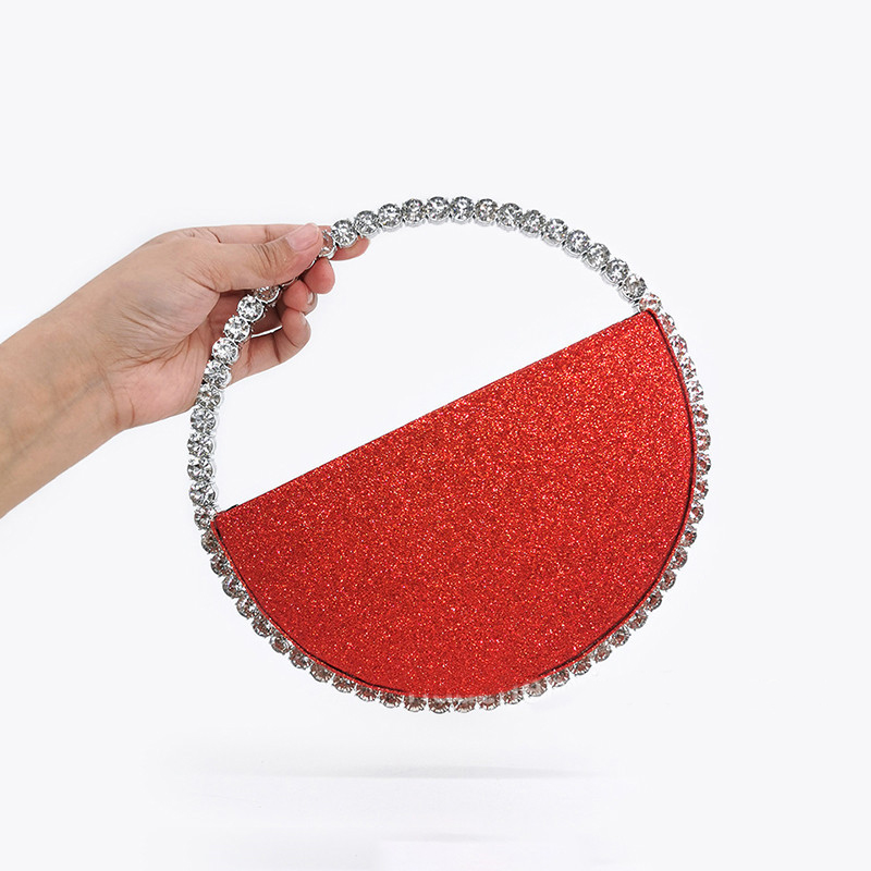 Diamond Circular Evening Bag for Women Bling Rhinestone Handbags Fashion Ladies Party Round Clutch Bags and Wedding Purse