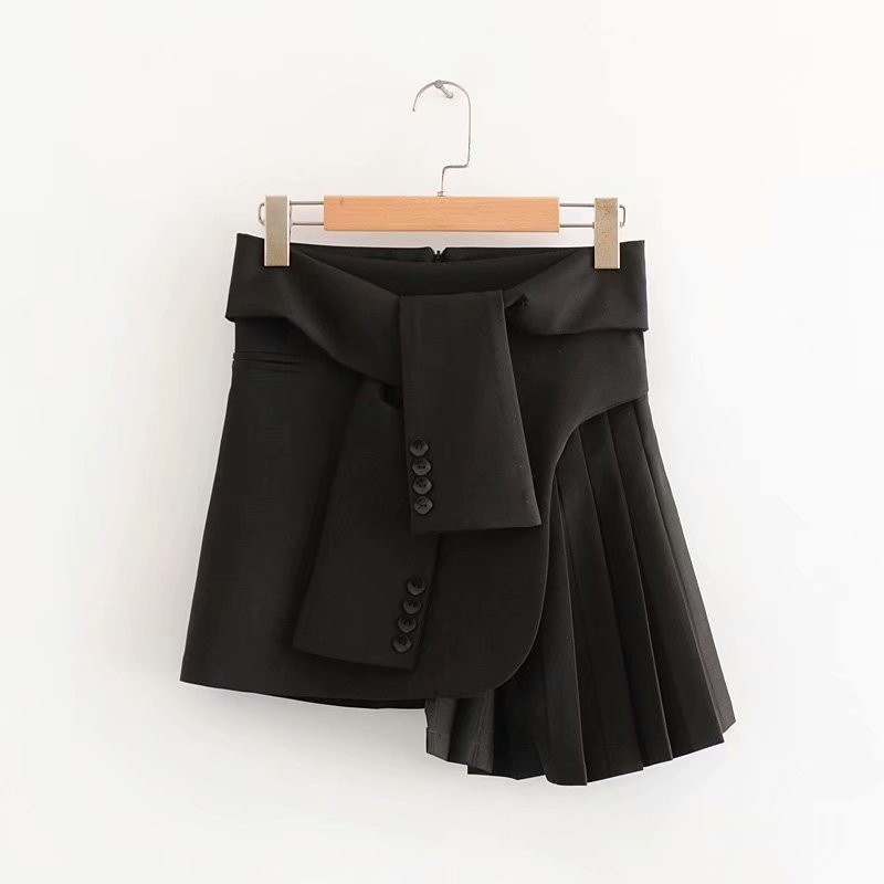 Summer Solid High-waisted Personality Irregular Pleated Skirts Womens 210615Z