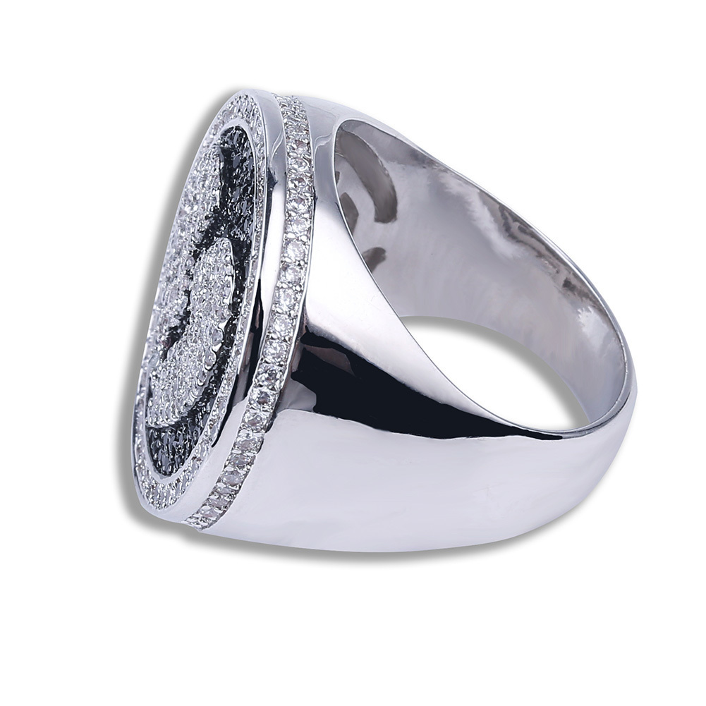TOPGRILLZ New Broken Heart Iced Out Bling Ring Micro Pave Cubic Zircon Stones Hip Hop Jewelry 201026