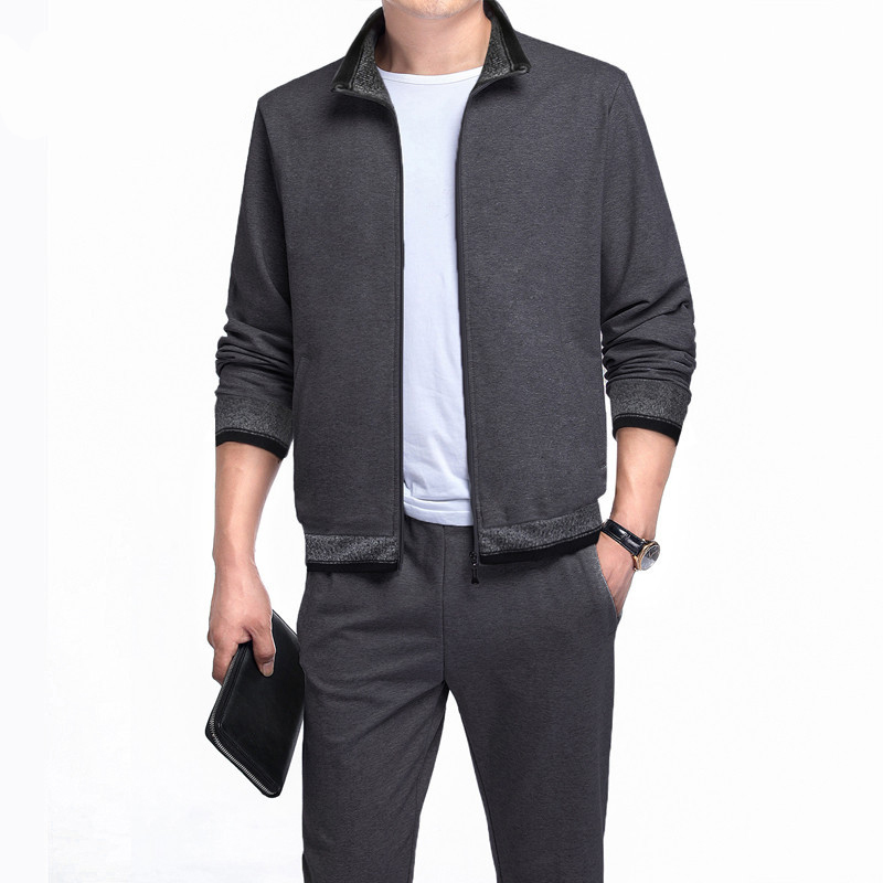 Men's Set Pant Hoodies Male Jogger Thick Loose Youth Two Piece Suit Fashion Mens Clothing Spring Casual Solid MOOWNUC 201210