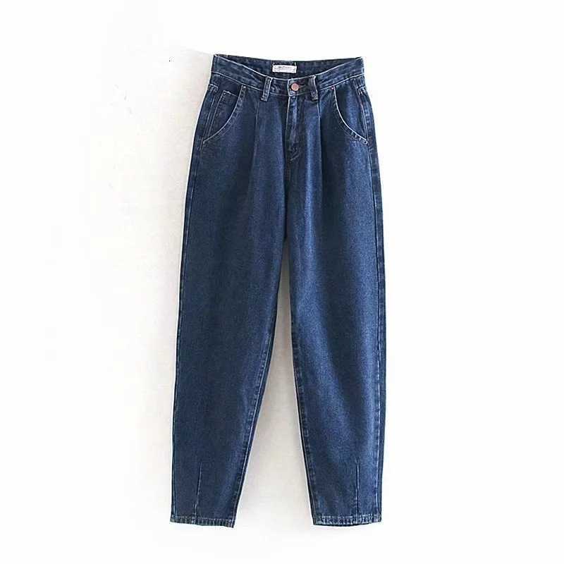 Jeans Woman Loose Casual Harem Pants friends Mom Jeans Streetwear Denim Pants Women Pleated Pocket Trousers Jean Femme LY191203