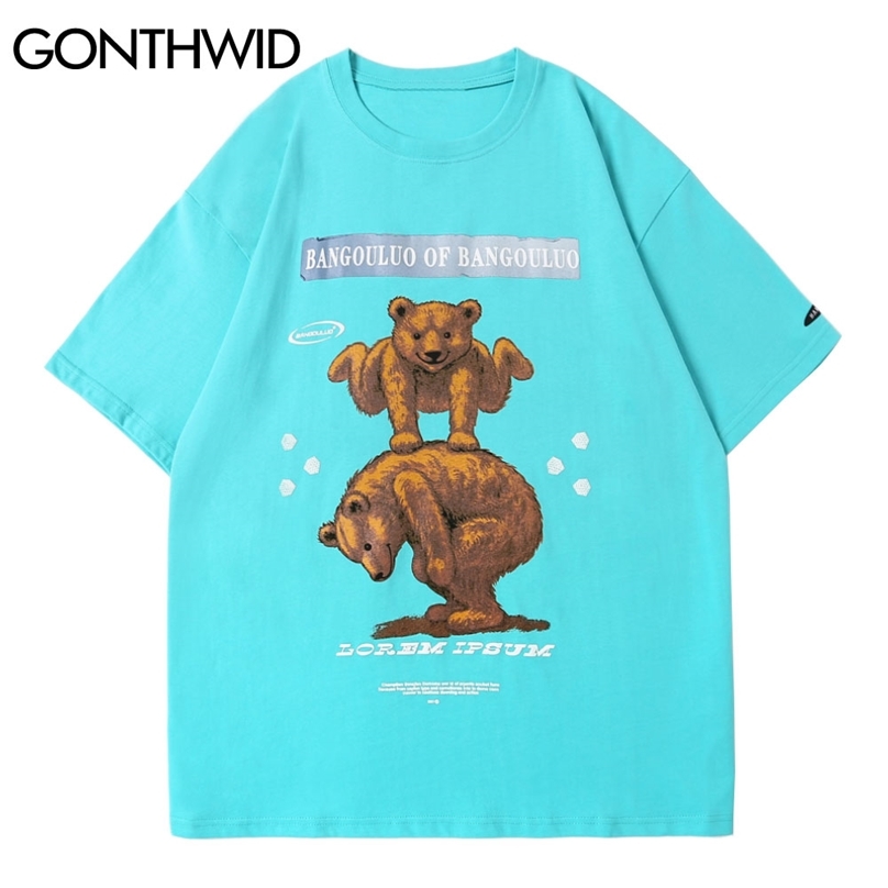 Tees Shirts Casual Streetwear Hip Hop Summer Cartoon Bears Print Short Sleeve T-Shirts Men Harajuku Cotton Loose Tops 210602, White
Tees Shirts Casual Streetwear Hip Hop Summer Cartoon Bears Print Short Sleeve T-Shirts Men Harajuku Cotton Loose Tops 210602, White