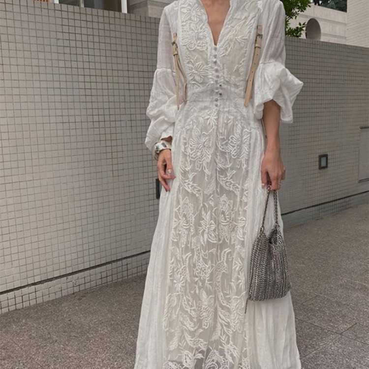VANOVICH Fashion Women Long Dress Summer and Spring V-neck Embroidered Casual Cotton Seaside Clothing 210615, Gray
VANOVICH Fashion Women Long Dress Summer and Spring V-neck Embroidered Casual Cotton Seaside Clothing 210615, Gray