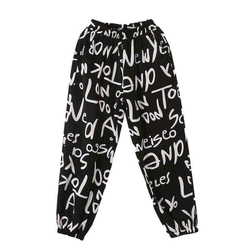 Pants For Girls Casual Style Girl Anti-Mosquito Kids Fashion Letters Ankle Trousers 5 7 9 10 11 13 14Years Teenage Clothes 211103