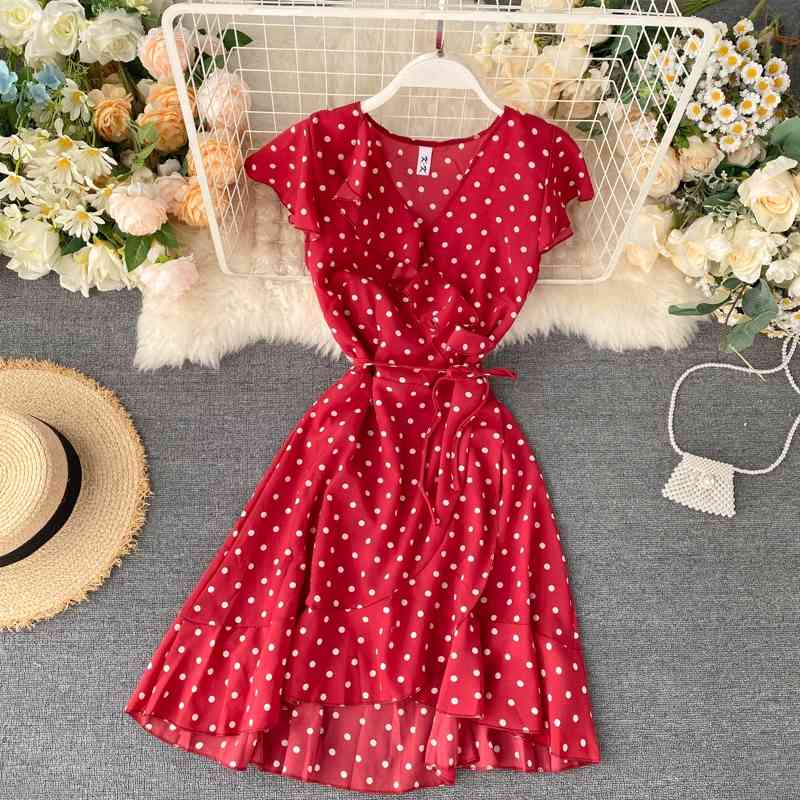 Summer Kleid Polka Dot Chiffon Dress Fashion Ladies V Neck Ruffles Bandage Drese Bodycon Short Robe Vestidos 210602
Summer Kleid Polka Dot Chiffon Dress Fashion Ladies V Neck Ruffles Bandage Drese Bodycon Short Robe Vestidos 210602