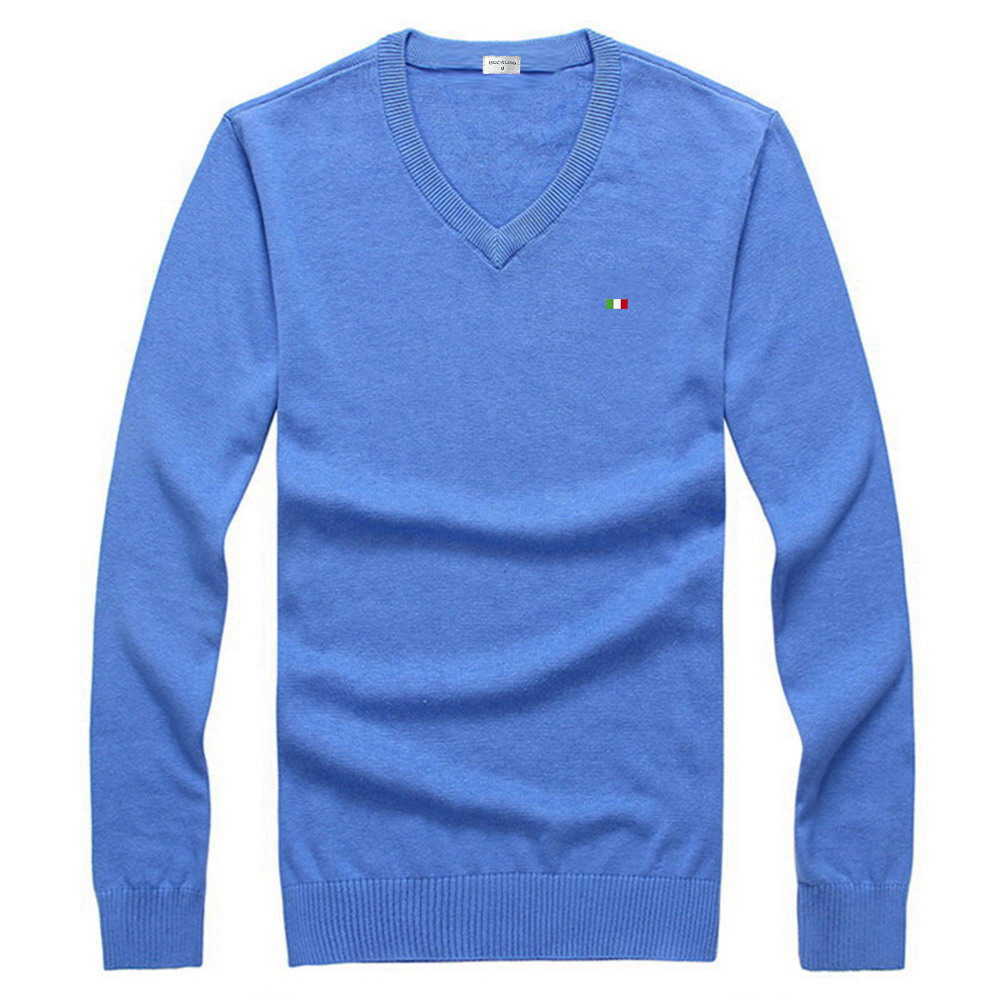 2021 New Flag Embroidery 100% Cotton Sweaters Men Solid Color Slim Fit Jumpers Knitred V Neck Autumn Casual Men Clothes Y0907