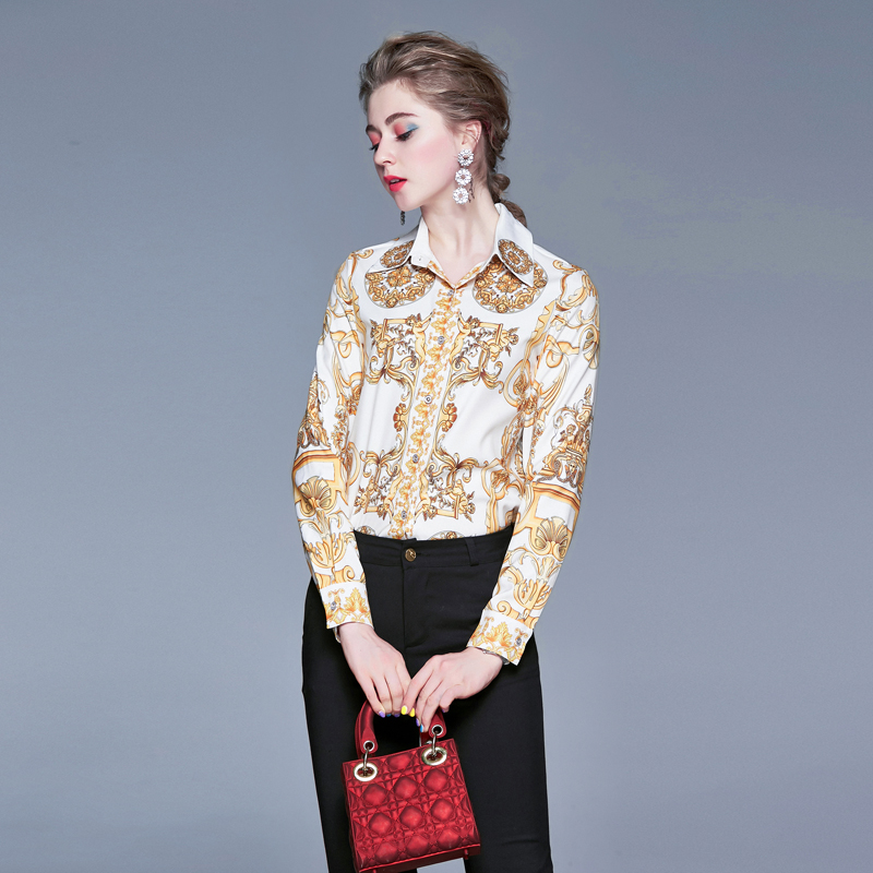 Baroque Printed Runway Women's Shirts 2021 Luxury Designer Long Sleeve Polo Shirt Spring Autumn Winter Sweet Female Fashion Lapel Button Up Blouse Slim Vintage Tops
Baroque Printed Runway Women's Shirts 2021 Luxury Designer Long Sleeve Polo Shirt Spring Autumn Winter Sweet Female Fashion Lapel Button Up Blouse Slim Vintage Tops