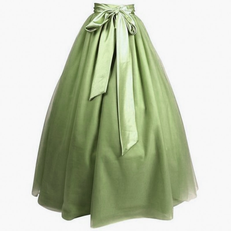 Modest Full Tulle Skirts Women Ribbon Waistline A Line Floor Length Long Maxi Skirt Simple Elegant Adults Skirt 210309