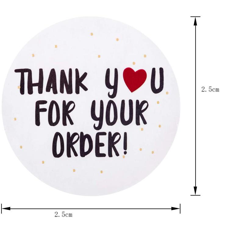 1000Pcs Round Thank You for Your Order Sticker Heart Thanks for Shopping Small Shop Local Handmade Sticker White Labels