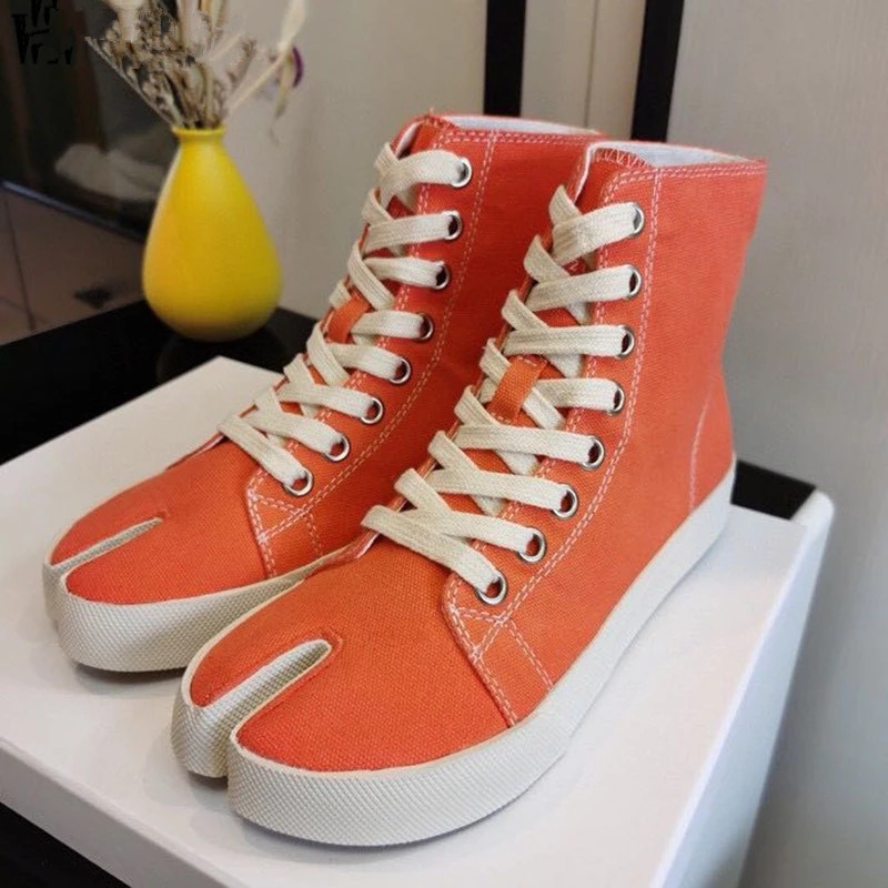 Spring High Top Split Toe Casual Shoes Women Thick Sole Lace Up Canvas Sweety Color Comfort Pig Trotter Horseshoe Flat Boots, White
Spring High Top Split Toe Casual Shoes Women Thick Sole Lace Up Canvas Sweety Color Comfort Pig Trotter Horseshoe Flat Boots, White