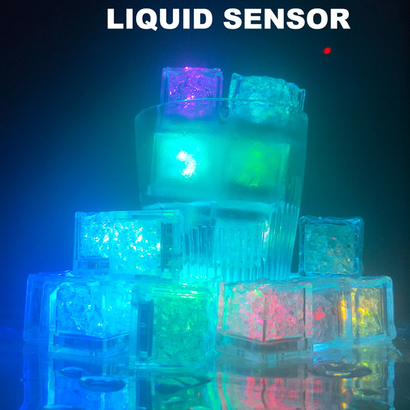 Mini LED Party Lights Square Color Changing Ice Cubes Glowing Blinking Flashing Novelty Night Supply bulb AG3 Battery for Wedding Bars Drinks Decorati