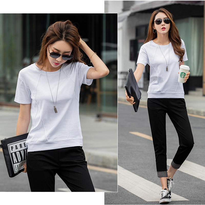 Cotton T Shirts Summer Harajuku Female Women Tops Tee Shirt Loose Fit Basic TShirt Ladies Short Sleeve Undershirt HH09 T200617