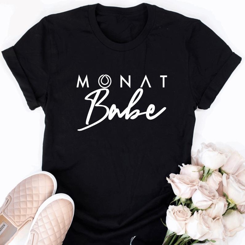 Harajuku Monat Babe T Shirt Women Summer Cotton Short Sleeve Graphic Tee Shirt Monat Team Vintage Tshirt 90s Aesthetic Tee Shirt 210310